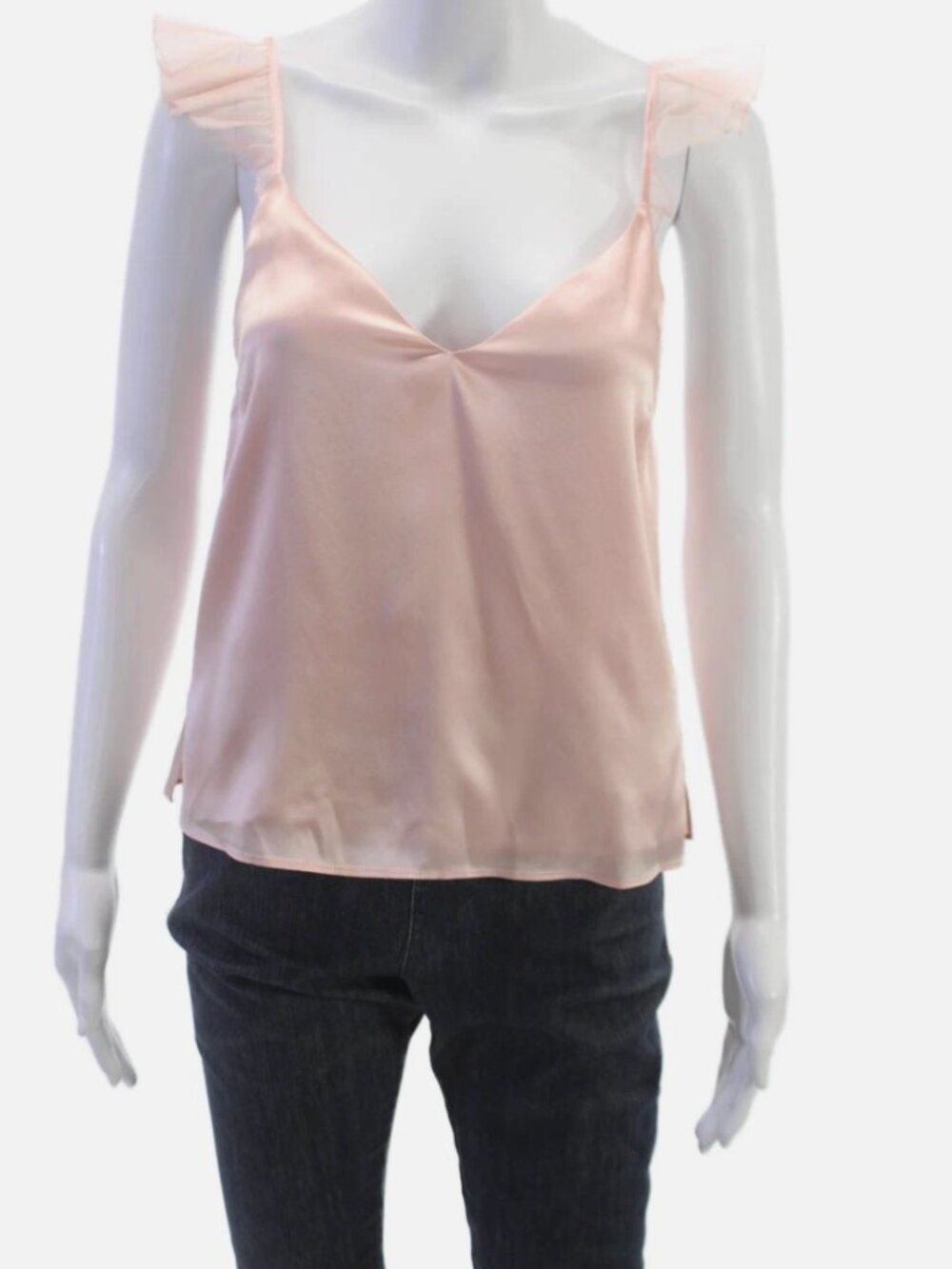 Cami NYC Women Silk V Neck Tank Pink Sleeveless Size 2XS
